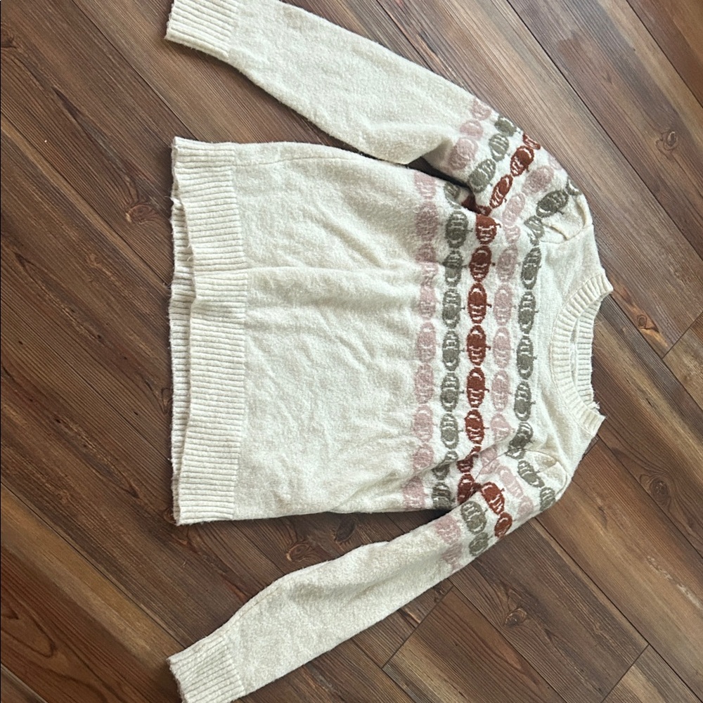 Maurices Cream and Multicolor Patterned Sweater